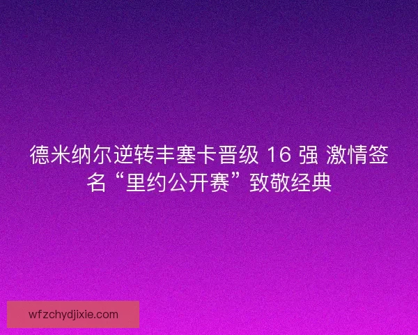 德米纳尔逆转丰塞卡晋级 16 强 激情签名 “里约公开赛” 致敬经典