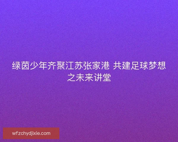 绿茵少年齐聚江苏张家港 共建足球梦想之未来讲堂