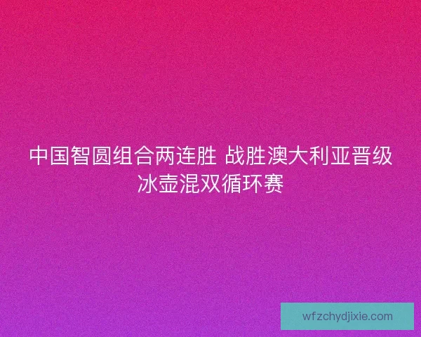 中国智圆组合两连胜 战胜澳大利亚晋级冰壶混双循环赛