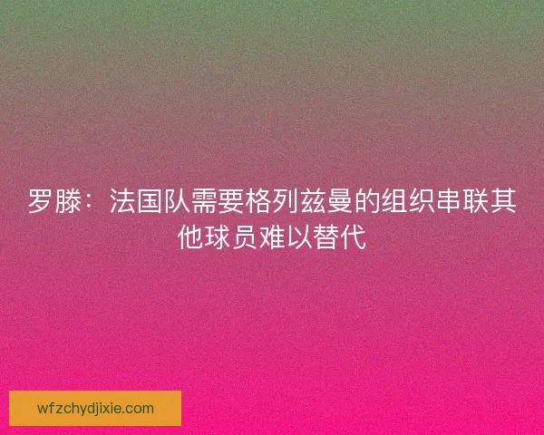罗滕：法国队需要格列兹曼的组织串联其他球员难以替代