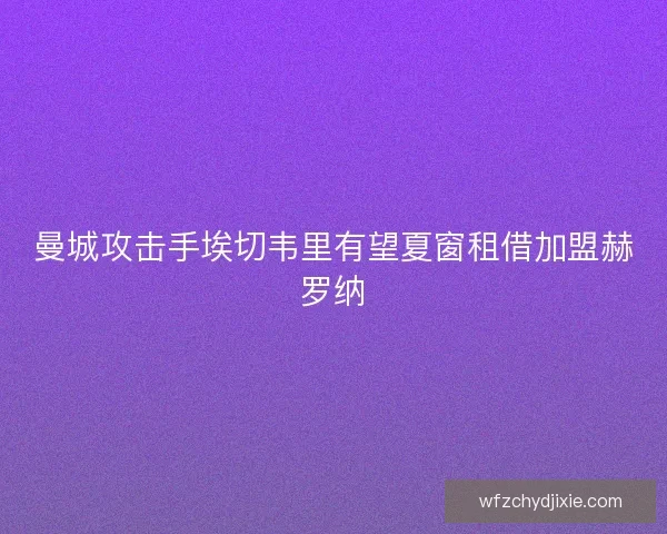 曼城攻击手埃切韦里有望夏窗租借加盟赫罗纳