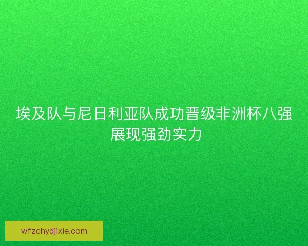 埃及队与尼日利亚队成功晋级非洲杯八强 展现强劲实力